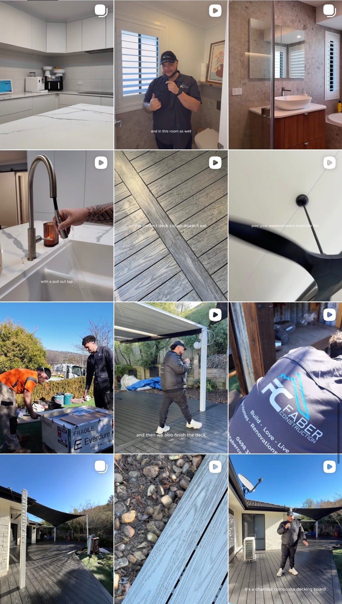 Faber Construction Instagram feed design