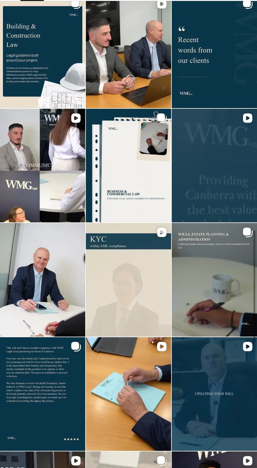 WMG Legal Instagram feed design