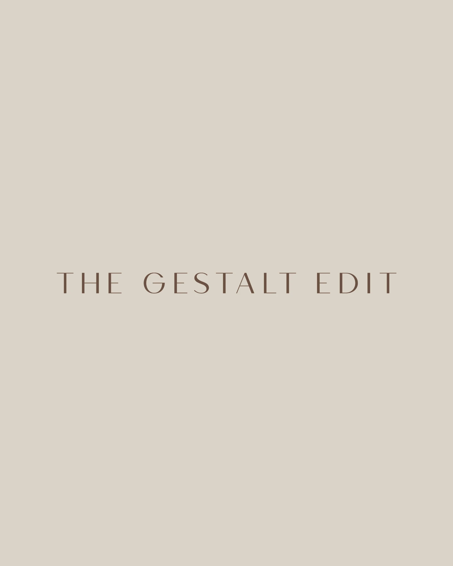 The Gestalt Edit primary wordmark in truffle on cream