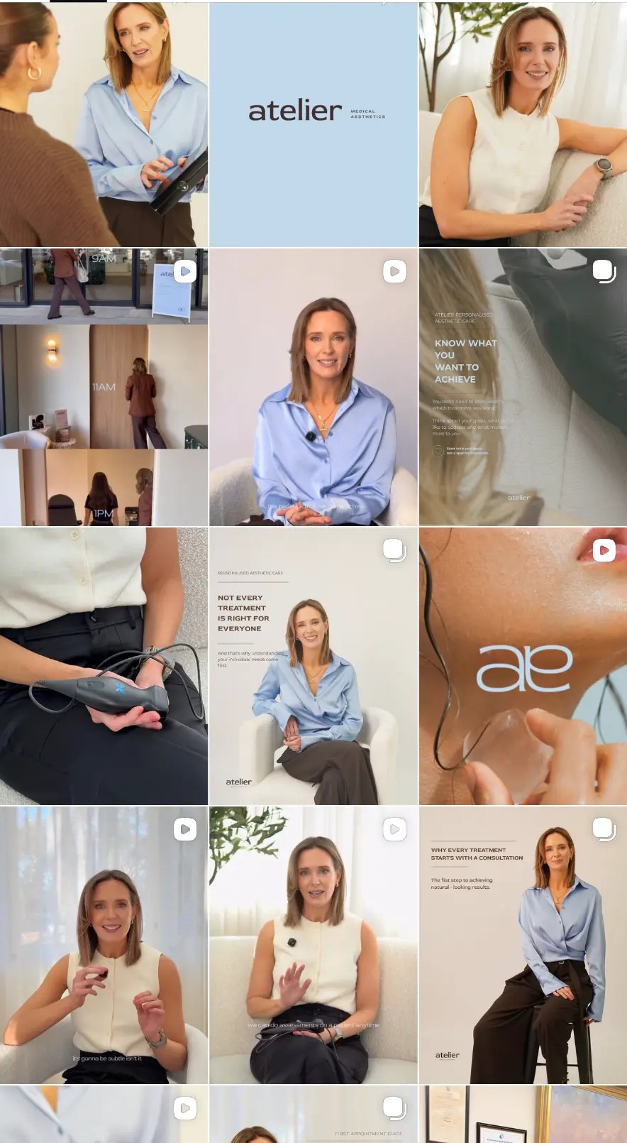 Atelier Medical Aesthetics Instagram feed design